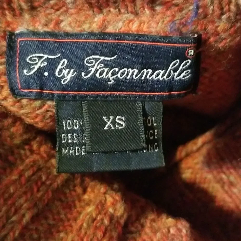 Faconnable Sweater Women's Size XS  Orange Wool Turtleneck Fall Winter